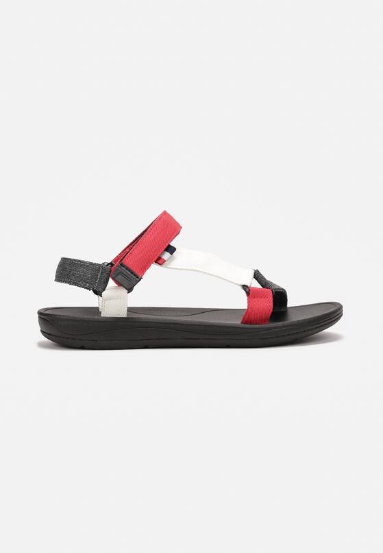 Czarno-Czerwone Sandały w Sportowym Stylu na Rzep Chloie 3