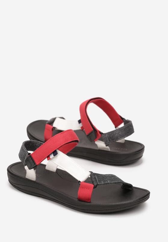 Czarno-Czerwone Sandały w Sportowym Stylu na Rzep Chloie 4