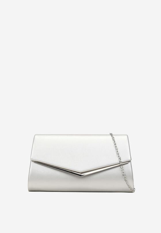 Srebrna Wieczorowa Torebka Kopertówka z Magnetyczną Klapą i Łańcuszkiem Aadrevi 1