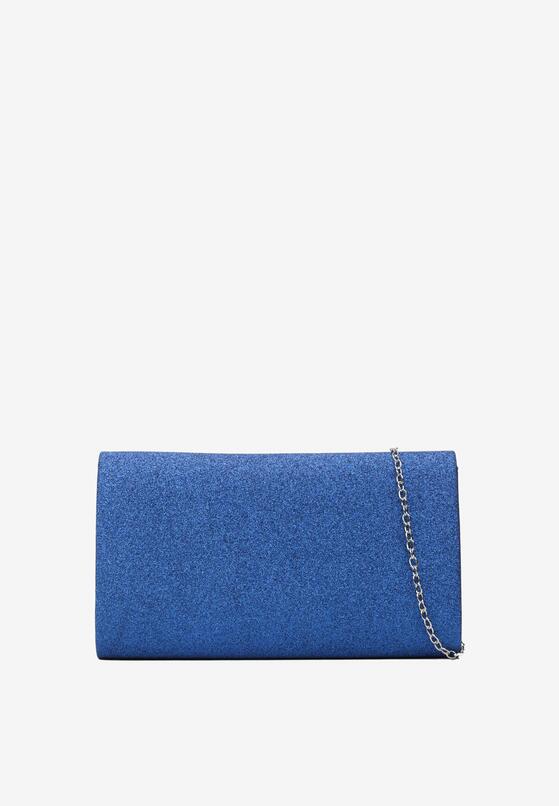 Niebieska Torebka Kopertówka z Brokatem i Odpinanym Łańcuszkiem Aelliza 2