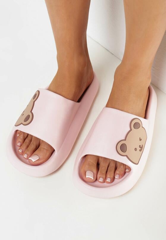 Różowe Klapki Basenowe na Grubej Podeszwie z Misiem Vossel 2