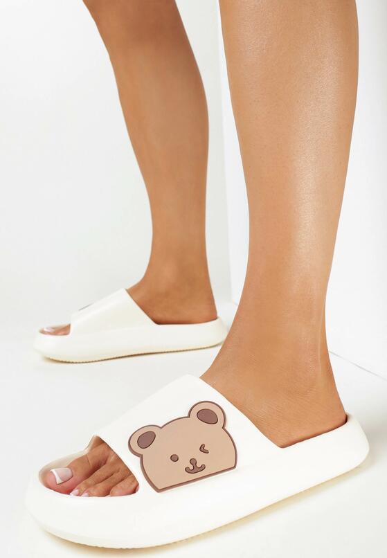 Beżowe Klapki Basenowe na Grubej Podeszwie z Misiem Vossel 1