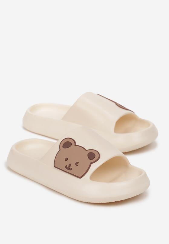 Beżowe Klapki Basenowe na Grubej Podeszwie z Misiem Vossel 4