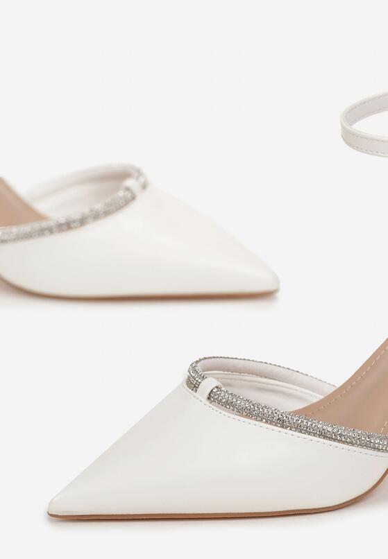 Pantofi cu toc Albi 5