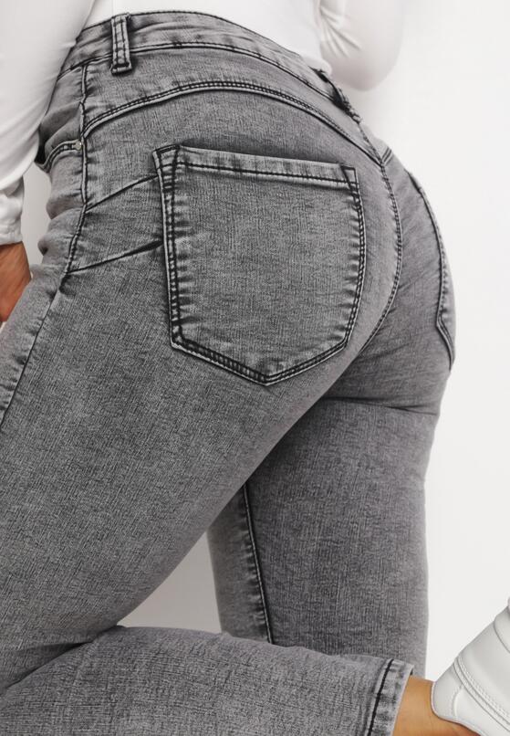Jasnoszare Jeansy Skinny z Motylkami i Efektem Push Up Elenatia 5