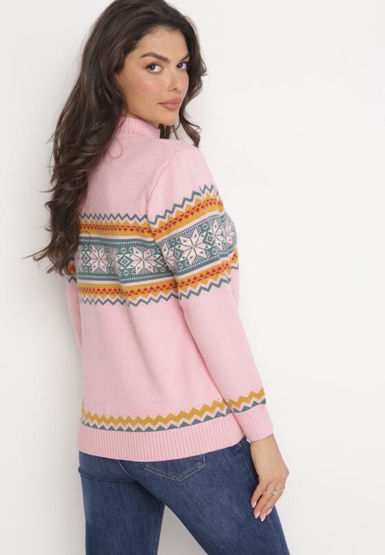 Różowy Golf ze Ściągaczami i Geometrycznym Wzorem Rudia 3