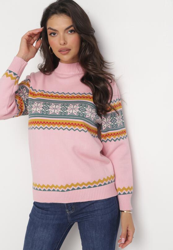 Różowy Golf ze Ściągaczami i Geometrycznym Wzorem Rudia 4