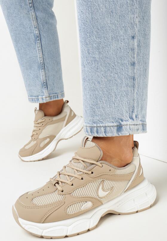 Ciemnobeżowe Sneakersy na Grubej Podeszwie Lalo 1