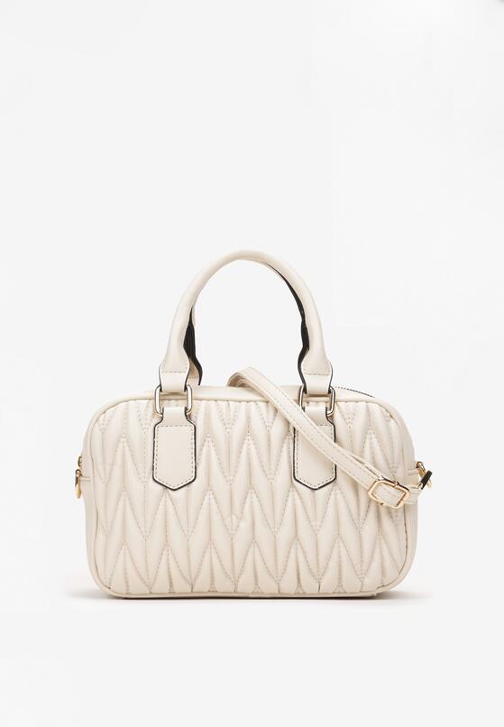 Beżowa Pikowana Torebka z Imitacji Skóry na Krótkiej Rączce Inksa 1