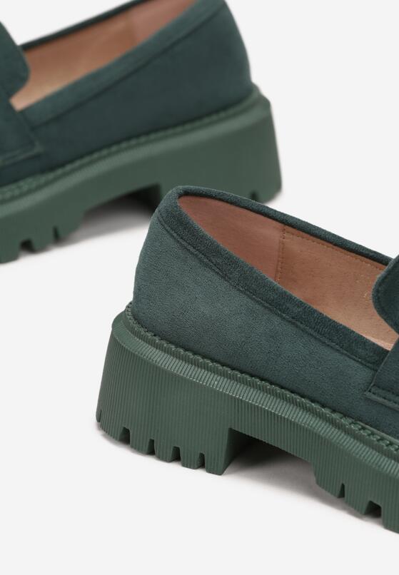 Zielone Mokasyny na Grubej Podeszwie Sedvige 5