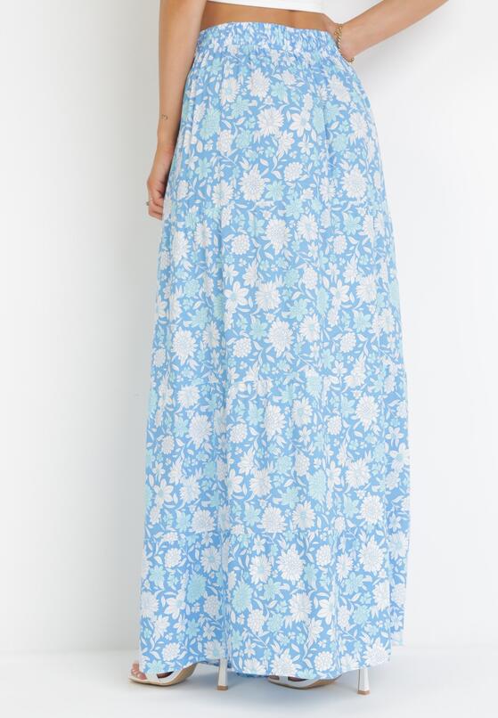 Niebieska Spódnica Maxi Bawełniana w Kwiaty Shimine 3