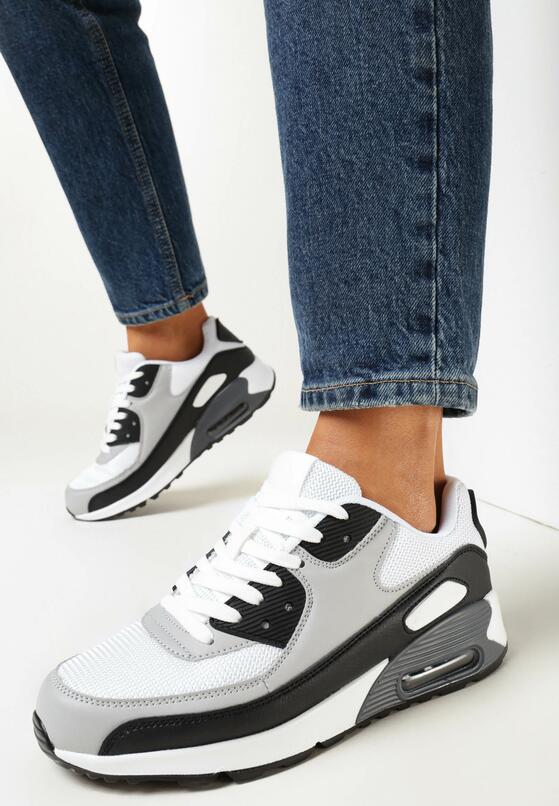 Czarno-Szare Sneakersy na Grubej Podeszwie z Wstawką Denni 2