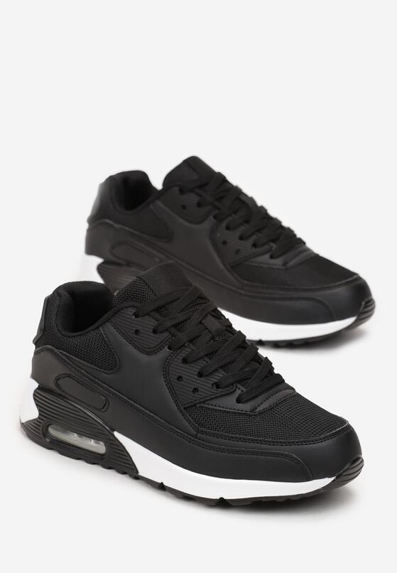 Czarno-Białe Sneakersy na Grubej Podeszwie z Wstawką Denni 4