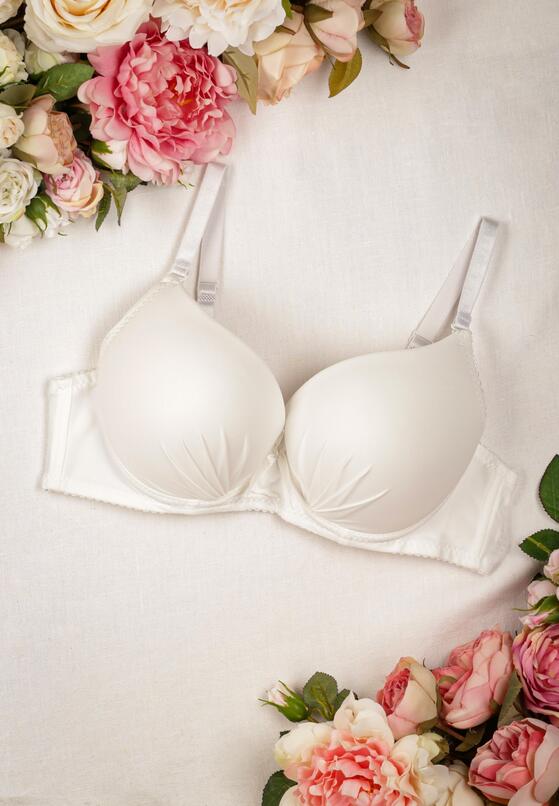 Kremowy Gładki Biustonosz Push Up  Alysisma 1