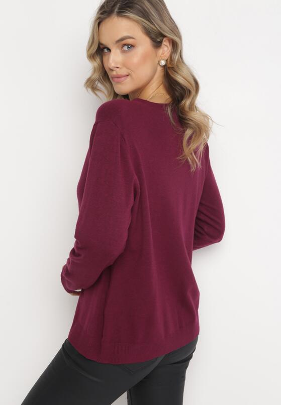 Bordowy Zapinany Kardigan z Długim Rękawem Jaelo 3