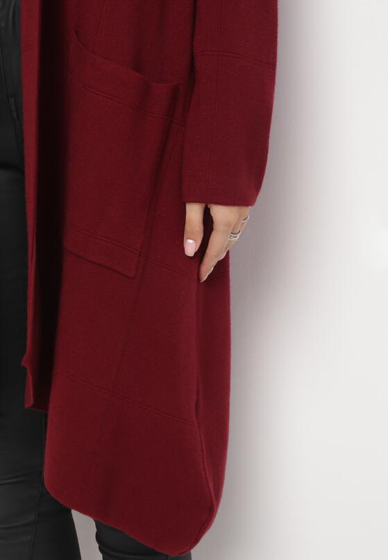 Bordowy Długi Kardigan Niezapinany Zahea 5
