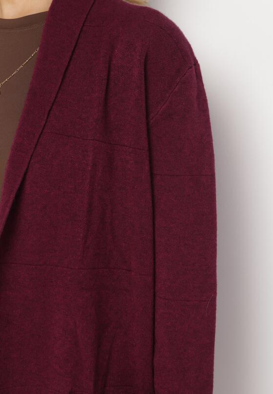 Ciemnofioletowy Długi Kardigan Niezapinany z Kieszeniami Keeleb 5