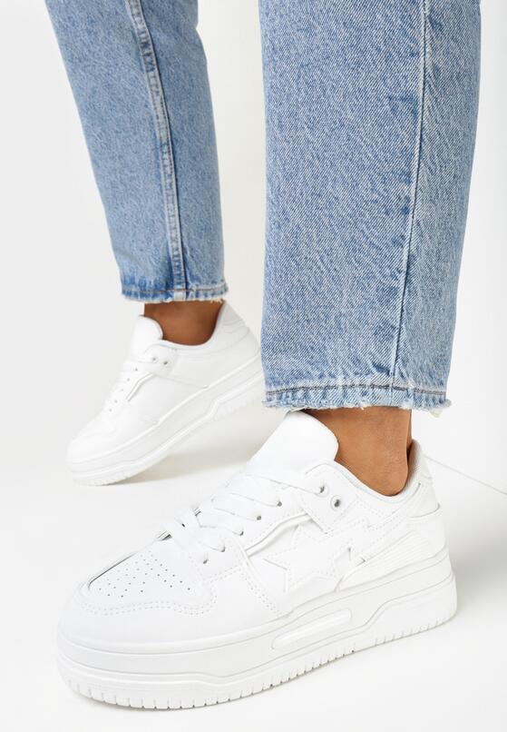 Białe Sneakersy na Grubej Podeszwie z Przeszyciami Phevi 2