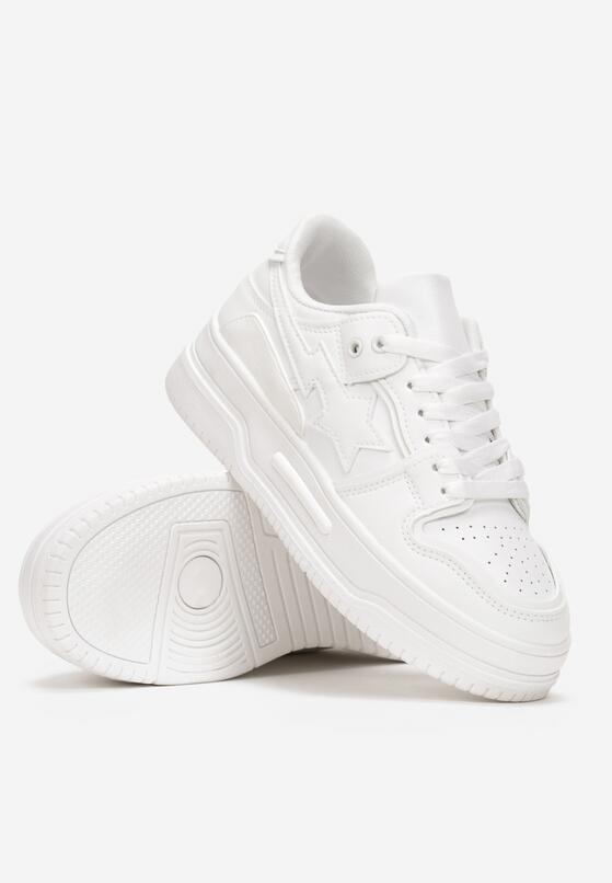 Białe Sneakersy na Grubej Podeszwie z Przeszyciami Phevi 4