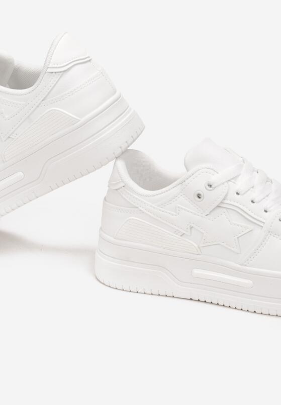 Białe Sneakersy na Grubej Podeszwie z Przeszyciami Phevi 5