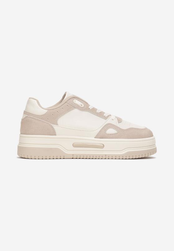 Beżowe Sneakersy przed Kostkę na Grubej Podeszwie Oshime 3