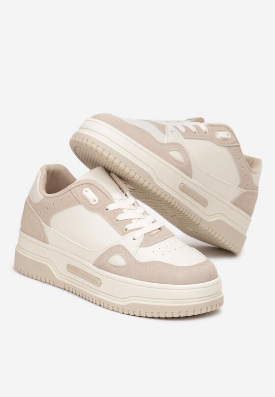 Beżowe Sneakersy przed Kostkę na Grubej Podeszwie Oshime 4