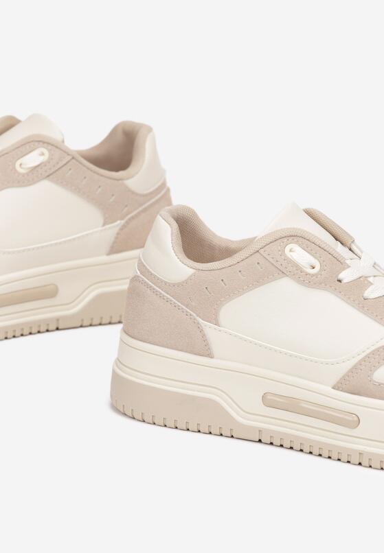 Beżowe Sneakersy przed Kostkę na Grubej Podeszwie Oshime 5