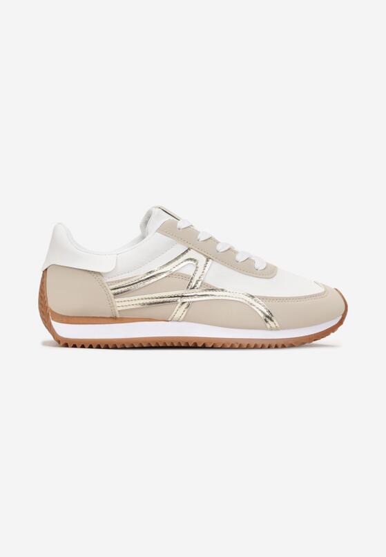 Złote Sneakersy przed Kostkę z Przeszyciami Cidju 3