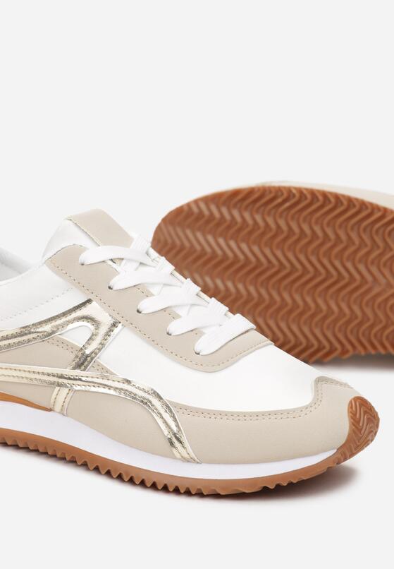 Złote Sneakersy przed Kostkę z Przeszyciami Cidju 5