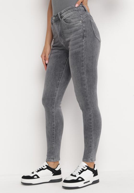 Ciemnoszare Jeansy Skinny z Regularnym Stanem i Efektem Push Up Mithi 1