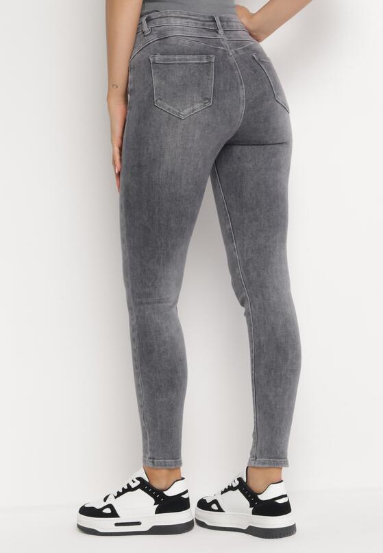 Ciemnoszare Jeansy Skinny z Regularnym Stanem i Efektem Push Up Mithi 3