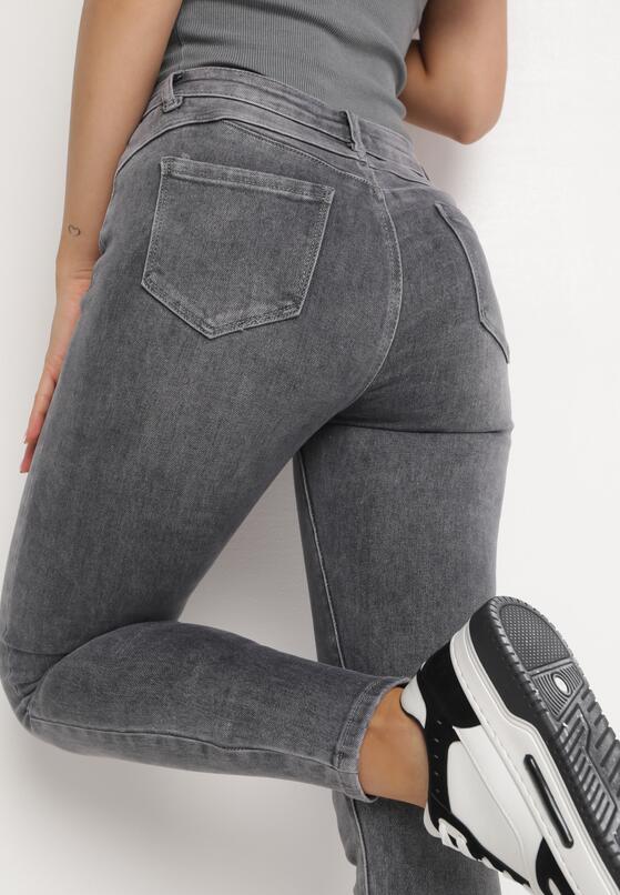 Ciemnoszare Jeansy Skinny z Regularnym Stanem i Efektem Push Up Mithi 5