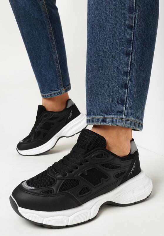 Czarne Sneakersy na Grubej Podeszwie Zaedyn 2