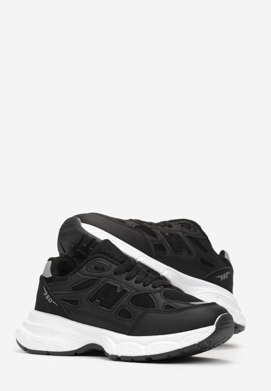 Czarne Sneakersy na Grubej Podeszwie Zaedyn 4