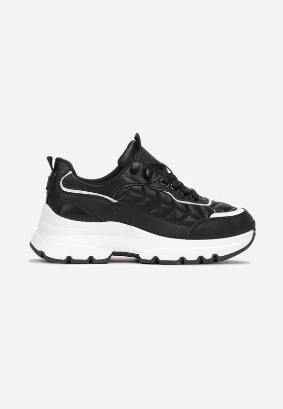 Czarne Sneakersy na Grubej Podeszwie z Pikowaniem Denys 3