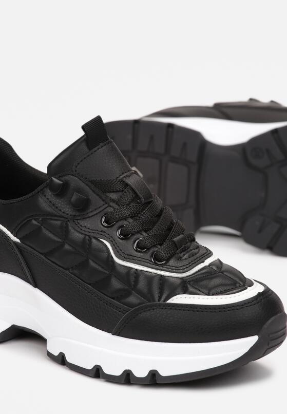Czarne Sneakersy na Grubej Podeszwie z Pikowaniem Denys 5