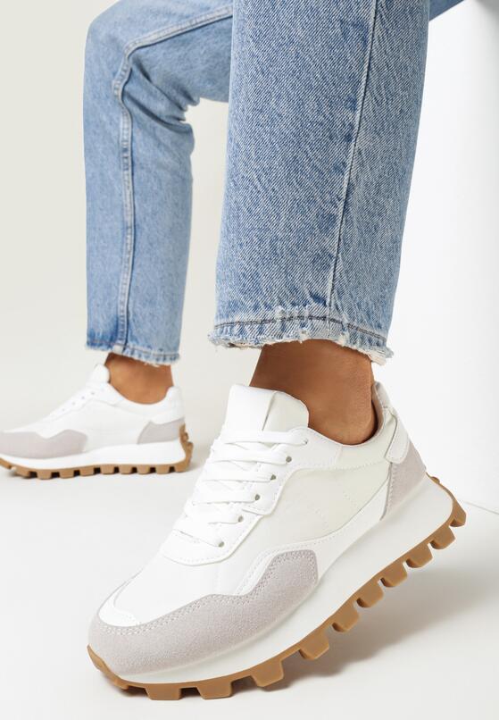 Białe Sneakersy na Grubej Podeszwie Catien 1