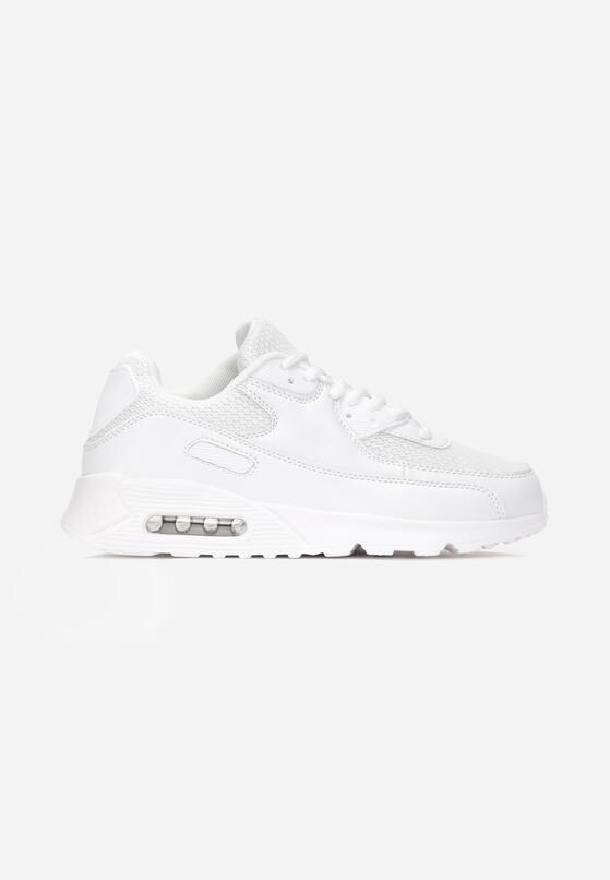 Białe Sznurowane Sneakersy na Płaskiej Grubej Podeszwie z Amortyzującą Wstawką Kristian 3