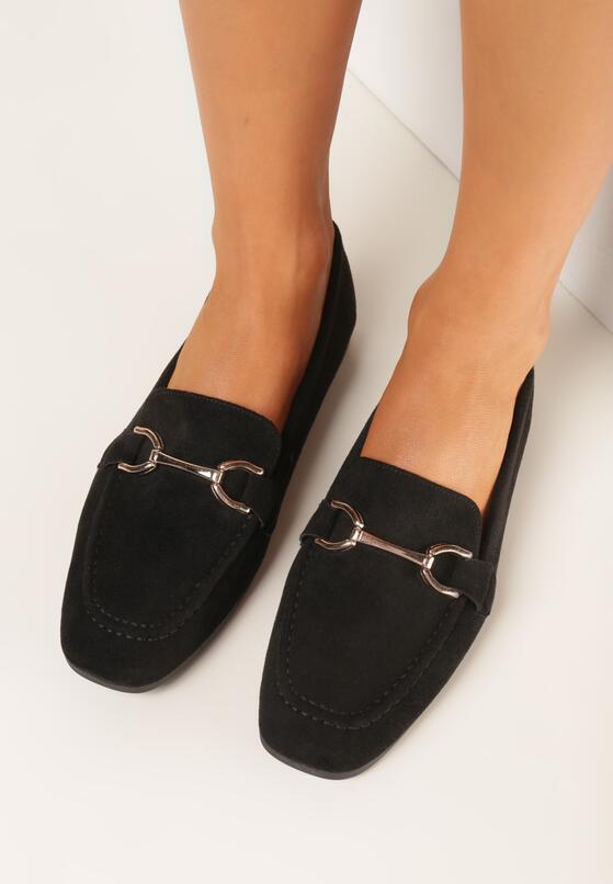 Czarne Mokasyny na Płaskiej Podeszwie z Klamerką Casperlys 2
