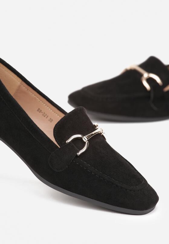 Czarne Mokasyny na Płaskiej Podeszwie z Klamerką Casperlys 5