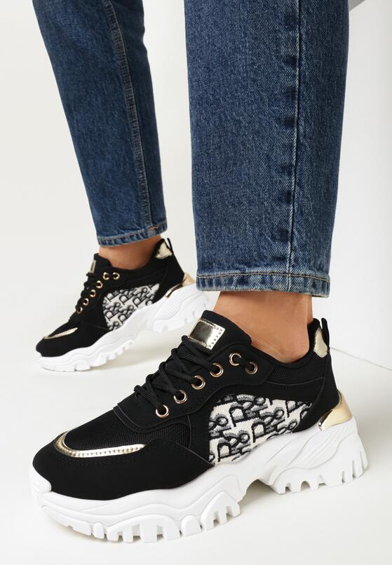 Czarne Sneakersy na Grubej Podeszwie Annat 1