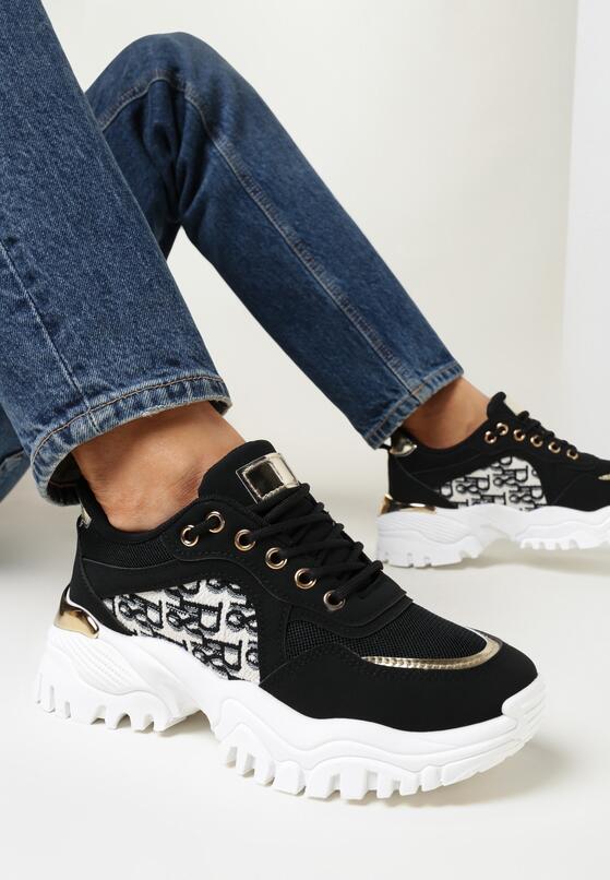 Czarne Sneakersy na Grubej Podeszwie Annat 2