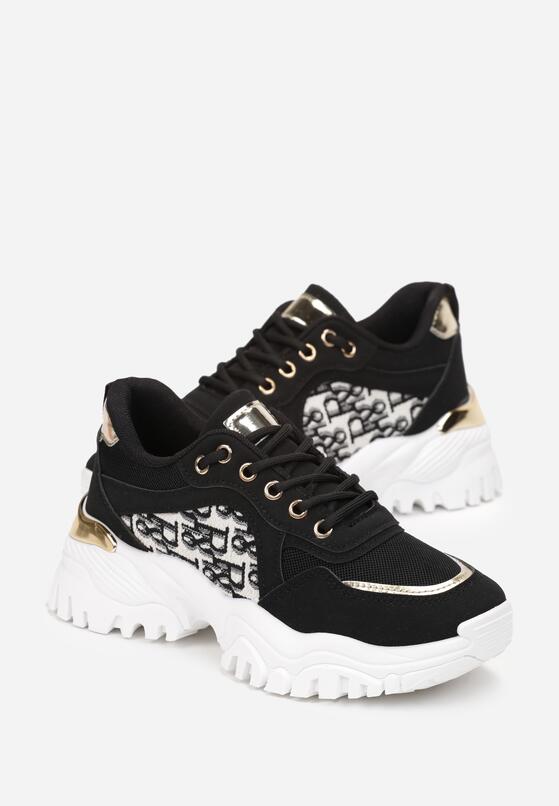 Czarne Sneakersy na Grubej Podeszwie Annat 4