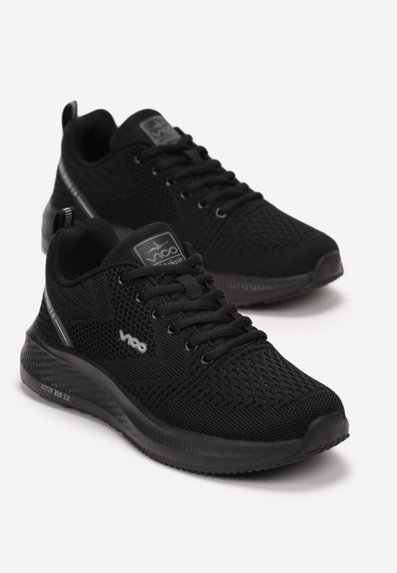 Czarne Sznurowane Buty Sportowe na Płaskiej Podeszwie z Efektem Ombre Pharli 2