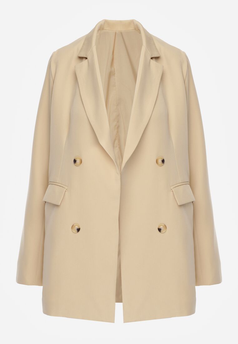 Beżowa Niezapinana Marynarka z Klapami Harleig 6