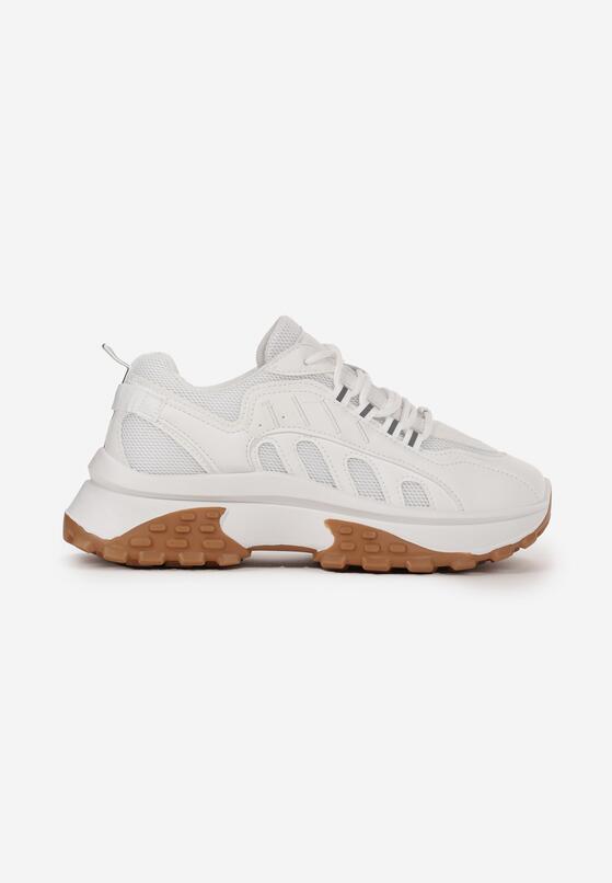 Białe Sznurowane Sneakersy na Grubej Płaskiej Podeszwie z Cholewką przed Kostkę Cianna 3