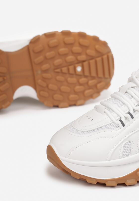 Białe Sznurowane Sneakersy na Grubej Płaskiej Podeszwie z Cholewką przed Kostkę Cianna 5