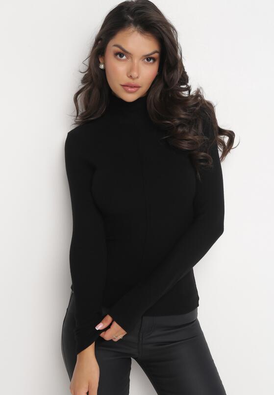Czarny Sweter Golf o Dopasowanym Kroju Ryler 2