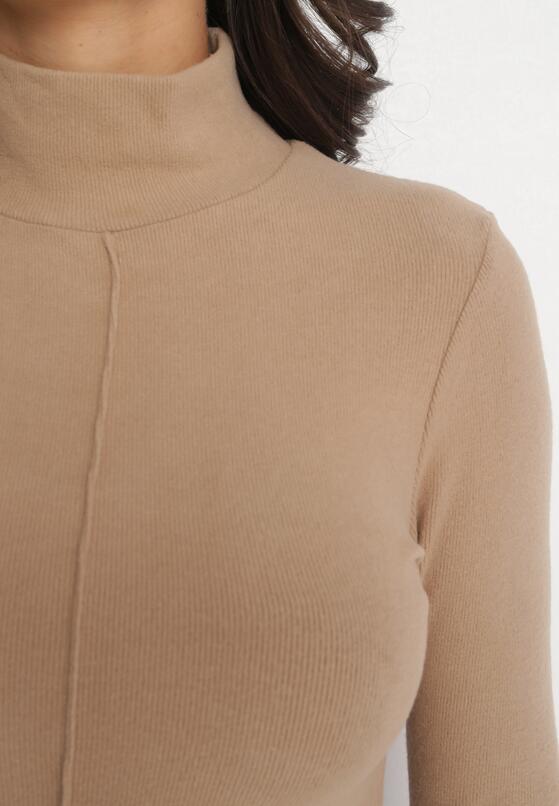 Beżowy Sweter Golf o Dopasowanym Kroju Ryler 5