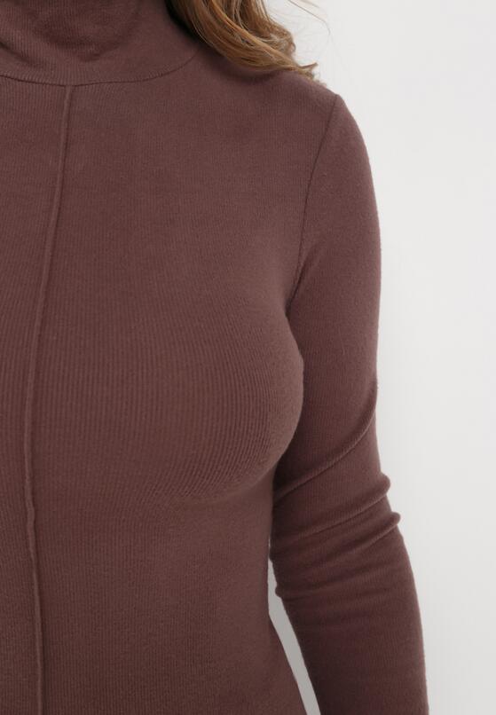 Brązowy Sweter Golf o Dopasowanym Kroju Ryler 5